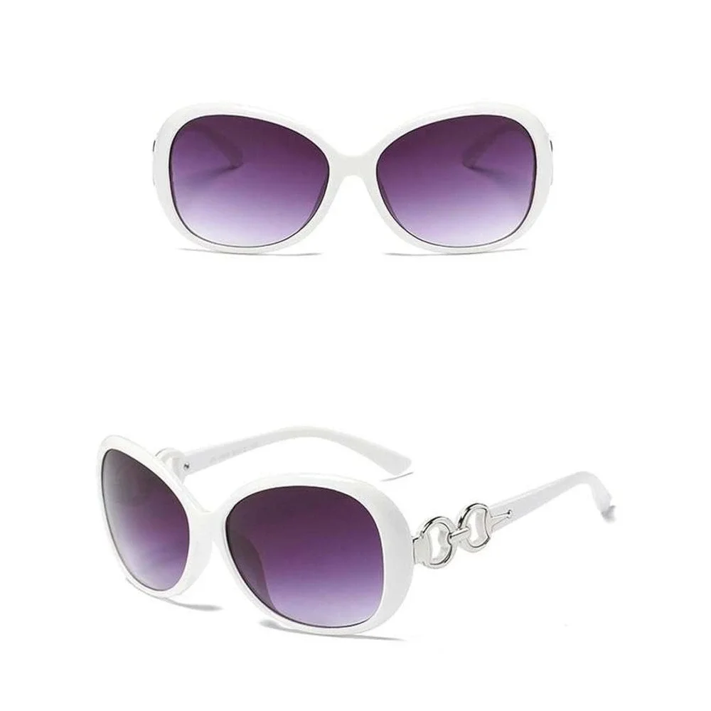 Women's Oversized Oval Sunglasses White Frame Gradient Lenses‎ Fashion Accessory